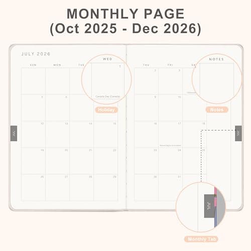 And Per Se 2026 Planner, 15 Months Hardcover Daily, Weekly & Monthly Planner, A5 size, 100GSM Thick Paper, Back Pocket, 5.7" x 8"(Botanical Floral) 3