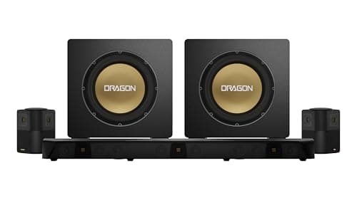 Nakamichi Dragon 11.2.6 Ch Surround System w Dolby Atmos/DTS:X Pro (Pro Cinema Engine), HiFi AMTs, Dual Reference 12" Subs, Bipolar Surr, 6 Discrete Height Ch, 3850Watts Max Output. AVR Grade Soundbar