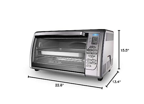 Black+Decker Countertop Convection Toaster Oven, 8 One-touch Cooking Functions, Stainless Steel 9