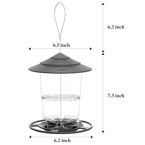 eWonLife 2 Pack Bird Feeders for Outdoors Outside Hanging (Up to 3.1 LB), Adjustable Wild Birdfeeders with Sturdy Wire and Roof for Garden, Backyard and Terrace, Easy to Fill Bird Seed 6