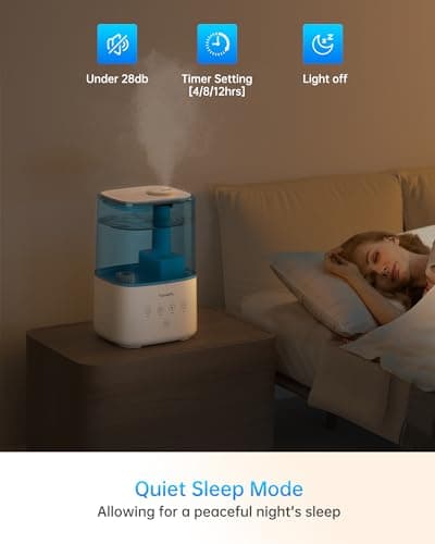 FABULETTA Humidifiers for Bedroom, 4.5L Warm and Cool Mist Humidifier Large Room for Home, 45H Runtime Room Humidifier with Detachable Top-fill Water Tank, 3 Mist Levels and Essential Oil Diffuser 5