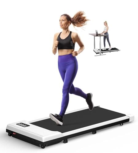 THAILE White Walking Pad, Under Desk Treadmill 300+ lbs Capacity, 3 in 1 Portable Treadmill for Home, Office with LED Display, 2.5 HP Mini Waling Pad for Small Spaces