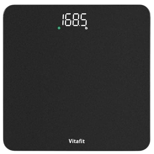 Vitafit Scale for Body Weight, High Accuracy 0.1lb by Our Professional Factory Since 2001, Digital Weight Scale LED and Step On, 3*AAA Batteries Included, 400lb/182kg, Spray Silver Black