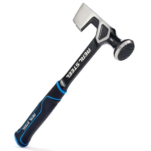 REAL STEEL Drywall Hammer 14 Oz Roofing Hatchet One-piece Forged Milled Face Drywall Ax Wall Board Tool 0521