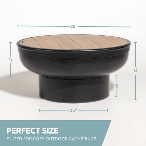 DENKOE Iron Fire Pit Table with Lid, Extra Thick and Heavy Duty Fire Bowl, Deep Round Firepit for Outdoor Bonfire Gatherings, Wood Burning Firepits for Outside Patio, Modern Outdoor Fire Pits 6