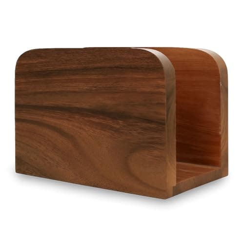 SHAFA IMPEX Acacia Wood Napkin Holder for Table, Wooden Napkin Holders for Kitchen, Standing Napkin Dispenser for Kitchen Dining Room Party Use, Kitchen Table Decor (Acacia 5.5"D x 2.5"W x 4"H)