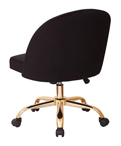 OSP Home Furnishings Layton Mid-Back Adjustable Office Chair with 5-Star Base, Gold Finish and Black Velvet 6