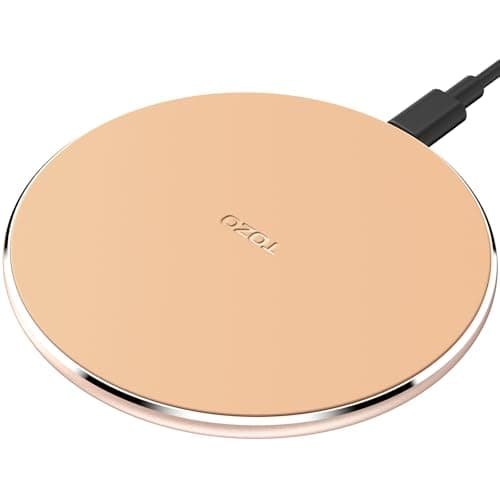 TOZO Ultra-Thin Portable Wireless Charger 15W Max Fast Wireless Charging Pad Compatible with iPhone 17/16 Plus/16 Pro Max /15/14/13/SE, Samsung Galaxy S24/S23/S22 Series (No AC Adapter), Champagne