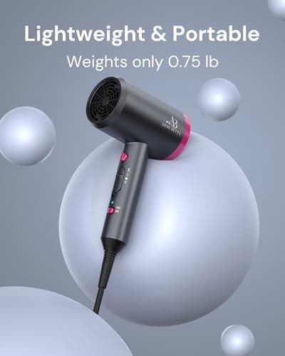 ANNE BETTY Hair Dryer with Diffuser for Curly Hair, 1800W Ionic Blow Dryer for Women & Men, Fast-Drying, Lightweight, Low Noise, Hair Care Styling Tool for Home, Travel 5