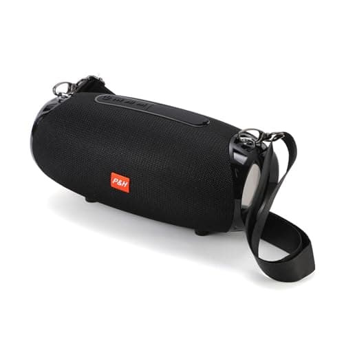 Hopjuery Outdoor Portable Bluetooth Speaker, IPX4 Waterproof Wireless Speakers, 5.0 Bluetooth Speakers, Powerful Sound, TWS Stereo Pairing Support TF Card, for Home/Party/Outdoor/Beach Black