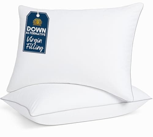 Casa Platino Bed Pillows Queen Size Set of 2 - Firm, Cozy & Soft Pillows for Adults- Pack of 2 – Luxury Queen Size Bed Pillow for Side, Back & Stomach Sleepers - White