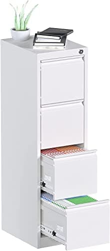JAORD 4 Drawer File Cabinet with Lock, 17/'' Deep Narrow Cabinet,Metal Vertical Storage for Home and Office…, ZY-EJ-EC-N-B