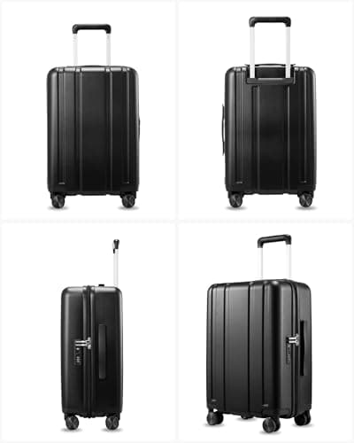 LUGGEX Carry On Luggage 22x14x9 Airline Approved, L2 100% PC Hard Shell Travel Suitcase with Smooth Spinner Wheels, TSA Lock (EX-Core, Black, 20 Inch, 40L) 7