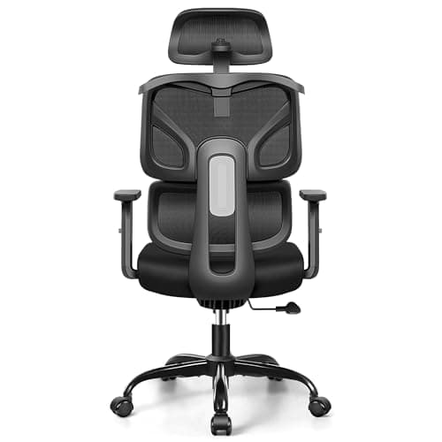 Office Chair Ergonomic Desk Chair, High Back Gaming Chair, Big and Tall Reclining Comfy Home Office Desk Chair Breathable Mesh Lumbar Support Computer Chair Adjustable Arms, 3D Headrest (Black)
