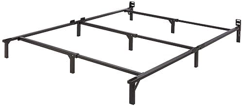 Amazon Basics Metal Bed Frame, 9-Leg Support Base for Box Spring and Mattress, Queen Size, Tool-Free Easy Assembly, 79.5" L x 59.5" W x 7" H, Black