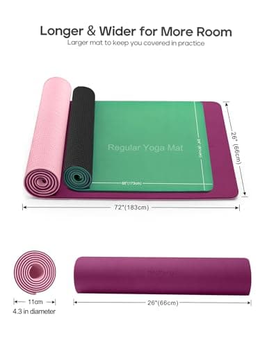 Heathyoga Eco Friendly Non Slip Yoga Mat, Body Alignment System, SGS Certified TPE Material - Textured Non Slip Surface and Optimal Cushioning,72"x 26" Thickness 1/4" 5