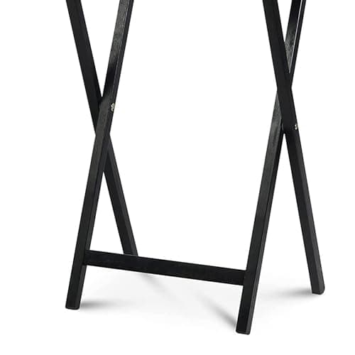PJ Wood Multifunctional Rectangular Folding and Collapsible Solid Wood TV Tray Snack Tables with Compact Storage Rack, Set of 5, Black 8