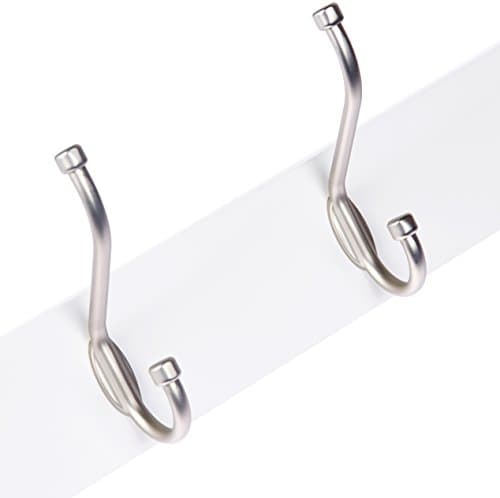 Amazon Basics Rectangular Farmhouse Wall-Mounted Coat Rack for Entryway and Bedroom, Storage Organizer, 5 Hooks, White 2