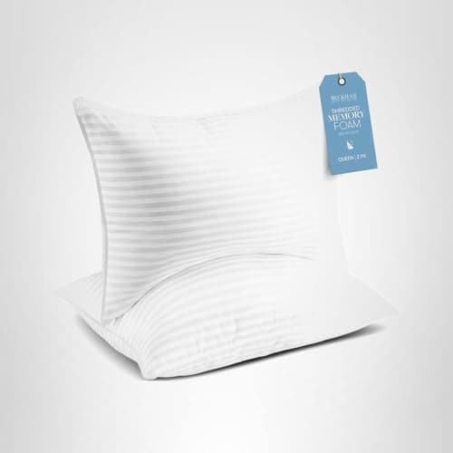 Beckham Hotel Collection Shredded Memory Foam Pillow 2-Pack Queen | Adjustable Fill Cooling Bed Pillows for Side, Back & Stomach Sleepers 9
