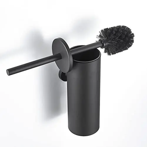 TINYROW Toilet Brush and Holder Matte Black Toilet Bowl Brush Wall Mounted Toilet Brush with Lid