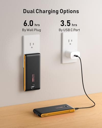 Portable Charger Power Bank Built in Cables and Wall Plug, 10000mAh Phone Battery Pack Fast Charging, USB C External Slim PowerBank, Travel Essentials Compatible with iPhone 17 16 15 14 Samsung iPad 5