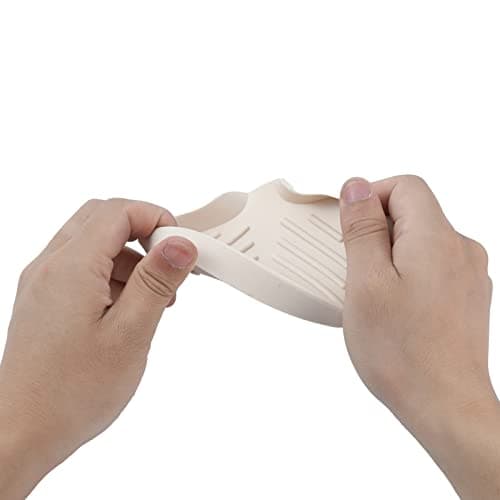 MicoYang Silicone Bathroom Soap Dishes with Drain Spout-Bathroom and Kitchen Sink Organizer,Sponge Holder,Dish Soap Tray,Perfect for Dispenser,Scrubber,Bottle,Cup on Sink or Counter-Tapioca 4.9"×3.2" 9