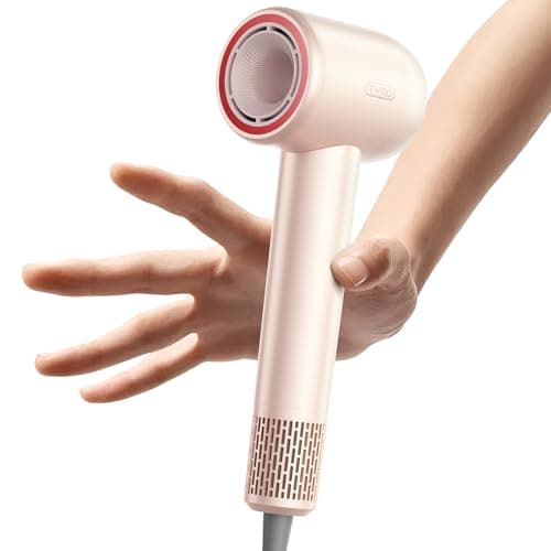 TYMO Ionic Hair Dryer for Women, High Speed Travel Blow Dryer for 5X Faster Drying & 0 Damage, Professional Portable Quiet Hairdryer with 400M Negative Ions, 4 Temps& 2 Speeds, 110,000 RPM, Gold Blush