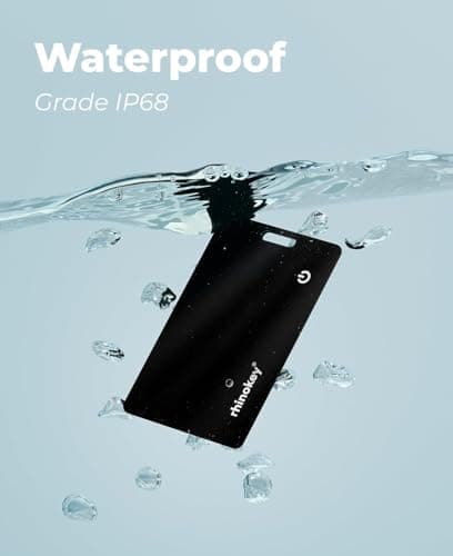 Rhinokey® Apple MFi Certified Wallet Tracker Card Works with Apple Find My (iOS Only) Slim 0.07in Rechargeable IP68 Waterproof Tracker Item Finder AirTag Card with Keychain Hole for Luggage Tags 6