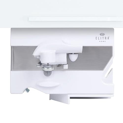 Elitra Home Electric Can Opener - 4 in 1 Under the Cabinet Mounted Can Opener, Blade Sharpener, Bottle Opener, Mounting Bracket for Seniors with Arthritis - Elitra Home (White)