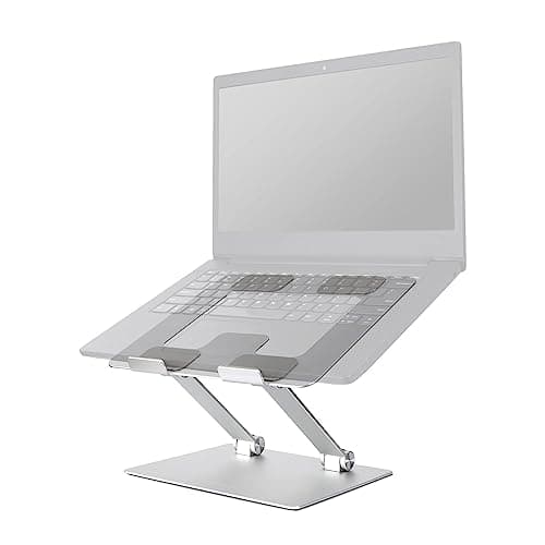 Amazon Basics Sturdy and Portable Ergonomic Laptop Stand for Desk, Height Adjustable Riser with Ventilated Cooling, Foldable, Fits all Laptops up to 17.3 Inch, Silver, 10 x 8.7 x 6 in 5