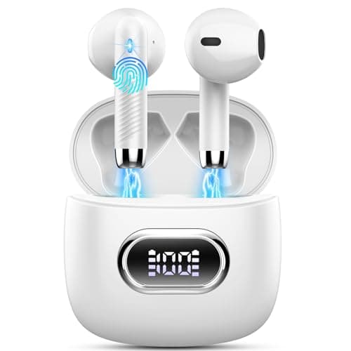 Wireless Earbud, Bluetooth Headphones 5.3 Stereo Bass 42H in-Ear Earphones 2024 Noise Cancelling Ear Buds 4 ENC Mic Call Bluetooth Earbud USB-C LED Display IP7 Waterproof Sport Headset for Android iOS