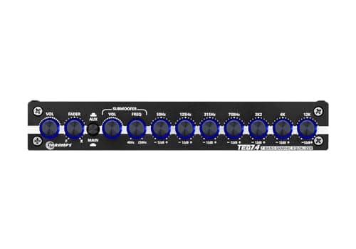 TARAMPS TEQ 7.4 Pro Car Audio Systems 7 Band Graphic Equalizer EQ Blue Lighting Advance Capability Input Channel Adjustment Main Volume Control Adjustable Subwoofer Volume with LPF 5