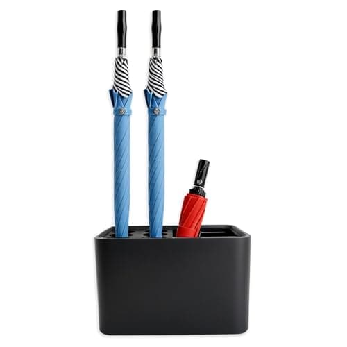 Suoyouman Umbrella Holder, Umbrella Holder for Entryway with Removable Drip Tay,Indoor Outdoor Plastic Umbrella Stand for Long & Folding Umbrella, Parasol, Store 10 Umbrella (Black)