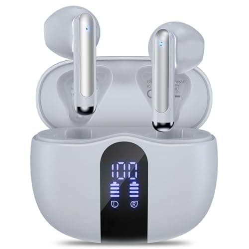 JYUESJKJ Wireless Earbuds, Bluetooth 5.4 Ear Buds with Power Display Charging Case, Stereo Deep Bass Headphones with 50H Playtime, IPX7 Waterproof, for Laptop, Android/iOS, Pad