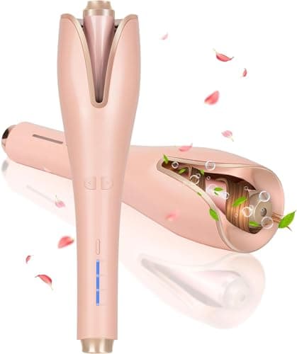 Fallmist Automatic Curling Iron, Pink, Ceramic, 4 Temperature Displays, Fast Heating, Anti-Scald, Anti-Knotting, Automatic Shut-Off, Dual Voltage, Curling Iron for Hair Styling