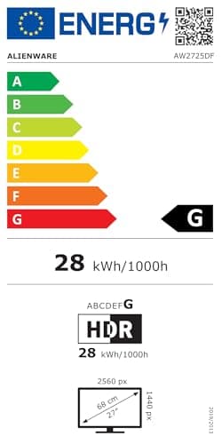 Alienware AW2725DF 27" QHD (2560x1440) Gaming PC Monitor, 360Hz, QD OLED, 0.03ms, AMD FreeSync Premium Pro, 99.3% DCI-P3, HDR400, USB-C, 2X DisplayPort, HDMI, 4X USB, 3 Year Warranty 18