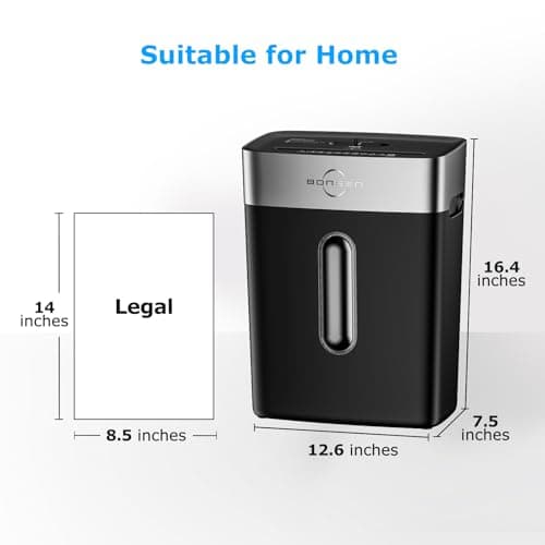 BONSEN Paper Shredder for Home Office, 4 Gallons Bin, 10-Sheet Cross-Cut Shredder, P-4 High Security Level, Quiet Credit Card Shredder with Jam Proof System (S3201) 5