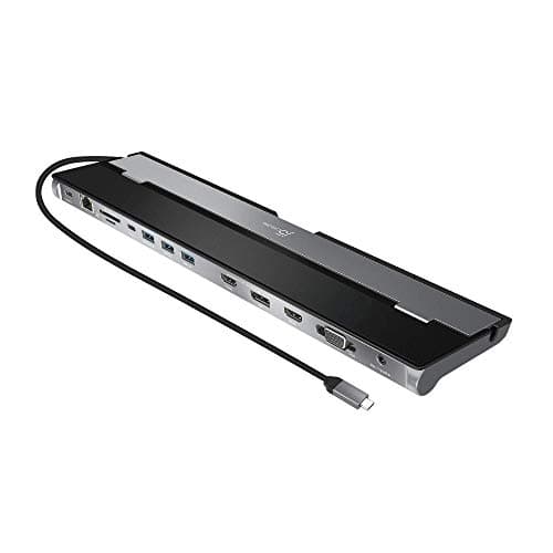 j5create USB C Docking Station- Supports up to 3 Display Simultaneously | HDMI, DisplayPort, VGA, 100W PD Fast Charging, Gigabit Ethernet | Comes with Type C Cable Compartment (JCD543)
