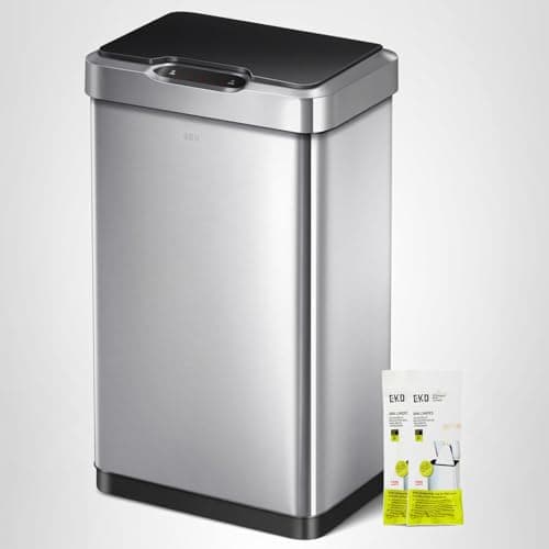 EKO Mirage-T 50 Liter / 13.2 Gallon Touchless Rectangular Motion Sensor Trash Can, Brushed Stainless Steel Finish 9