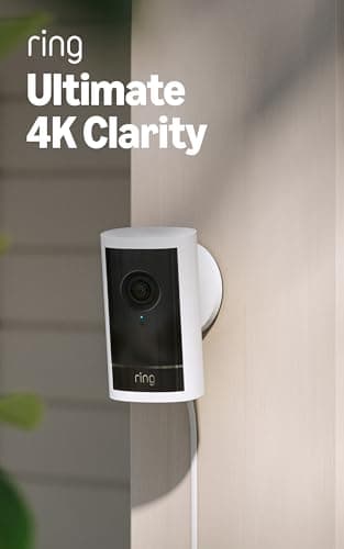 Ring Outdoor Cam Pro, Plug-In (newest model), Home or business security, Retinal 4K with wide-angle video, 10x Enhanced Zoom, and Low-Light Sight, White 7
