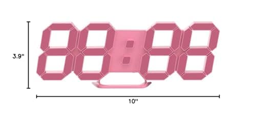 COVERY Pink Digital Wall Clock, 3D LED Desk Clocks, 10 '' Large Numbers for Girl Room - Alarm, Snooze, Temperature, Remote, Nightlight, Auto Brightness Lights, Valentines Gift 7
