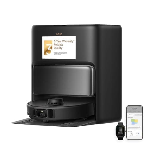 Mova P50 Pro Ultra Robot Vacuum and Mop, 19,000Pa Suction with Anti-Tangle Brush, Removable & Liftable Mop for Carpet & Floor, 167℉ Mop & Washboard Self Drying & Cleaning, Auto Empty & Refill, Black