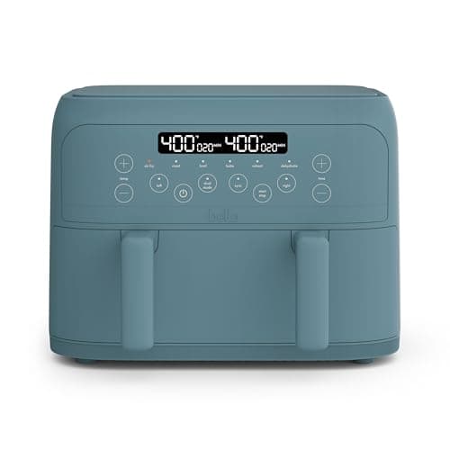 bella 4 Qt TriZone Air Fryer, EverGood™ Ceramic Nonstick Coating, Dual Basket Design w Removable Divider, Digital Touchscreen Control w 6 Preset Cooking Options, 1200 Watt, 3lb Capacity, Surf