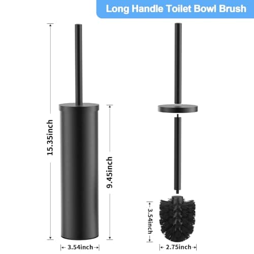 Stainless Steel Toilet Brush and Holder Set Oil Rubbed Matte Black Heavy Duty Toilet Bowl Brush with Long Handle for Bathroom and Farmhouse 3