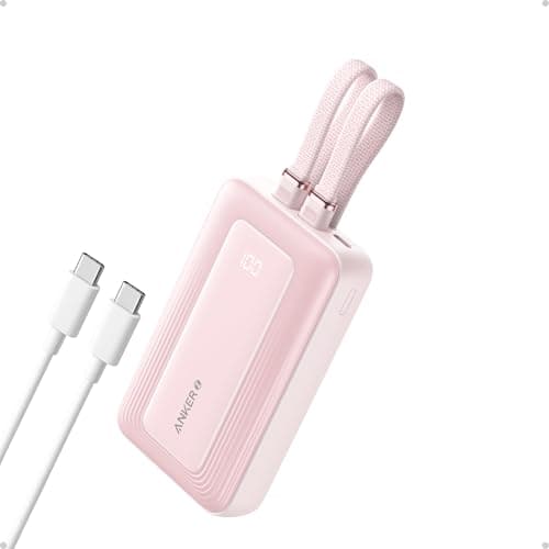 Anker Zolo Power Bank, 10,000mAh 30W Max Fast Portable Charger with Built-in USB-C and MFi Certified Lightning Cables, USB-C&A, Battery Pack for iPhone 16/15 Series, MacBook, Galaxy