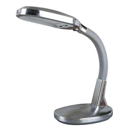 Desk Lamp - Natural Sunlight Lamp with Adjustable Gooseneck - Reading Light for Working, Crafting, Sewing, or Homework by Lavish Home (Silver) 6