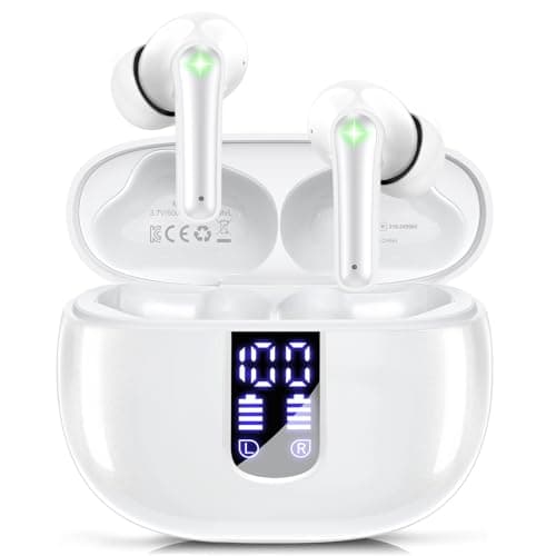foxotin Ear Buds Wireless Earbuds - Bluetooth 5.3 Headphones (48H Playback) Built in Mic with LED Display Charging Case, IP7 Waterproof Earphone for iPhone Andriod Phones Laptop Sports Workout