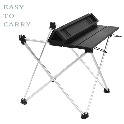 Grope Portable Camping Table with Aluminum Table Top, Folding Beach Table Easy to Carry, Prefect for Outdoor, Picnic, BBQ, Cooking, Festival, Beach, Home Use (Black-S) 7