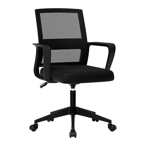 SUKIDA Mesh Office Chair, Ergonomic Desk Chair with Upholstery, Executive Chair with Armrests, Task Chair Height-Adjustable Computer Chair, Black