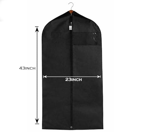 Travel Garment Bag Lightweight Water-Resistant Material Black Zipped Travel Suit Garment Bag For Carrying And Storing Outfits 43x23 Inch 6